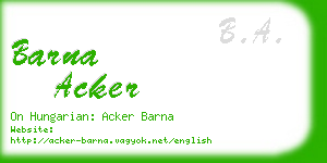 barna acker business card